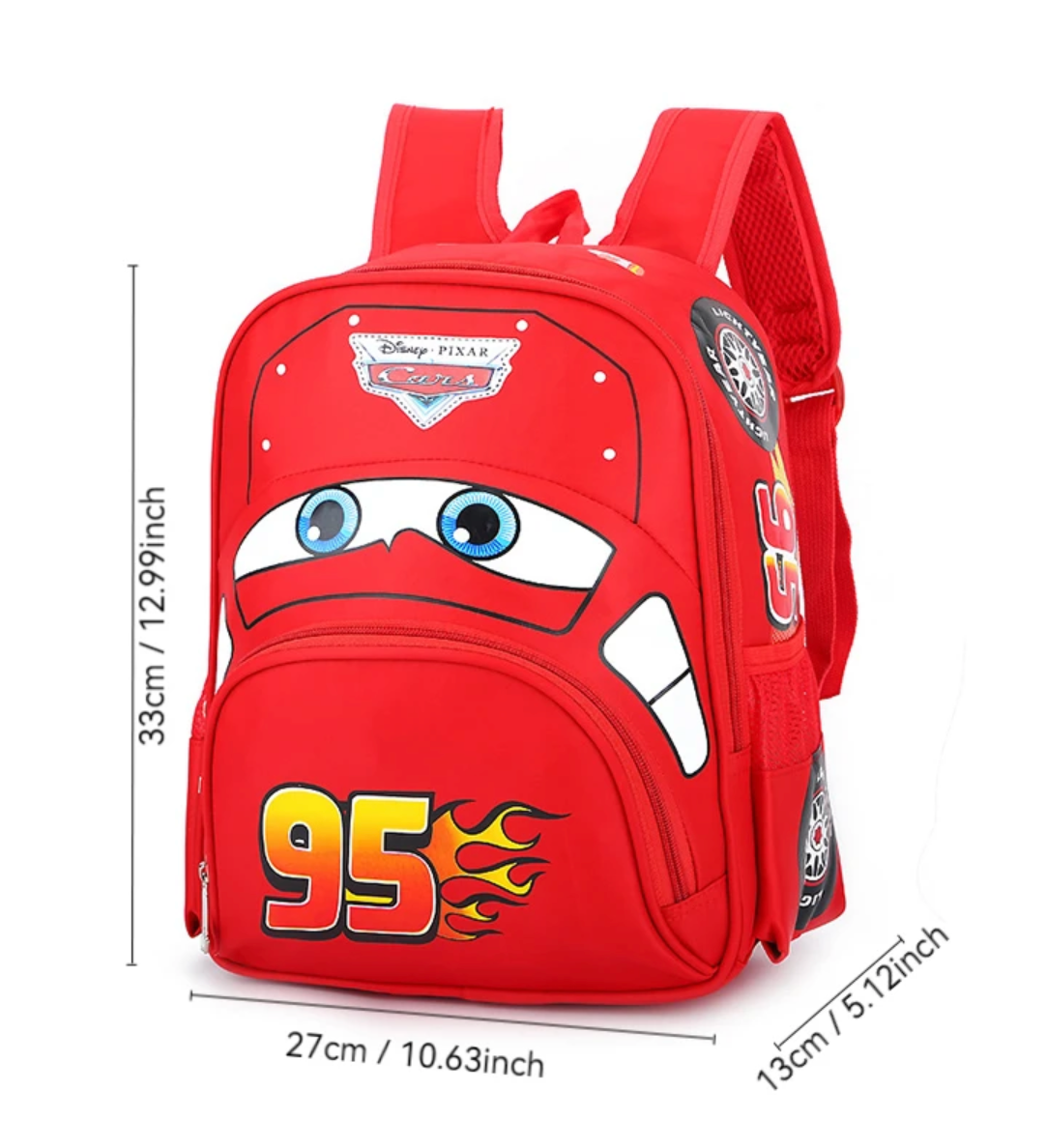 Cars Lightning Mc Queen Kids Backpack – Red School Bag with 3D Design