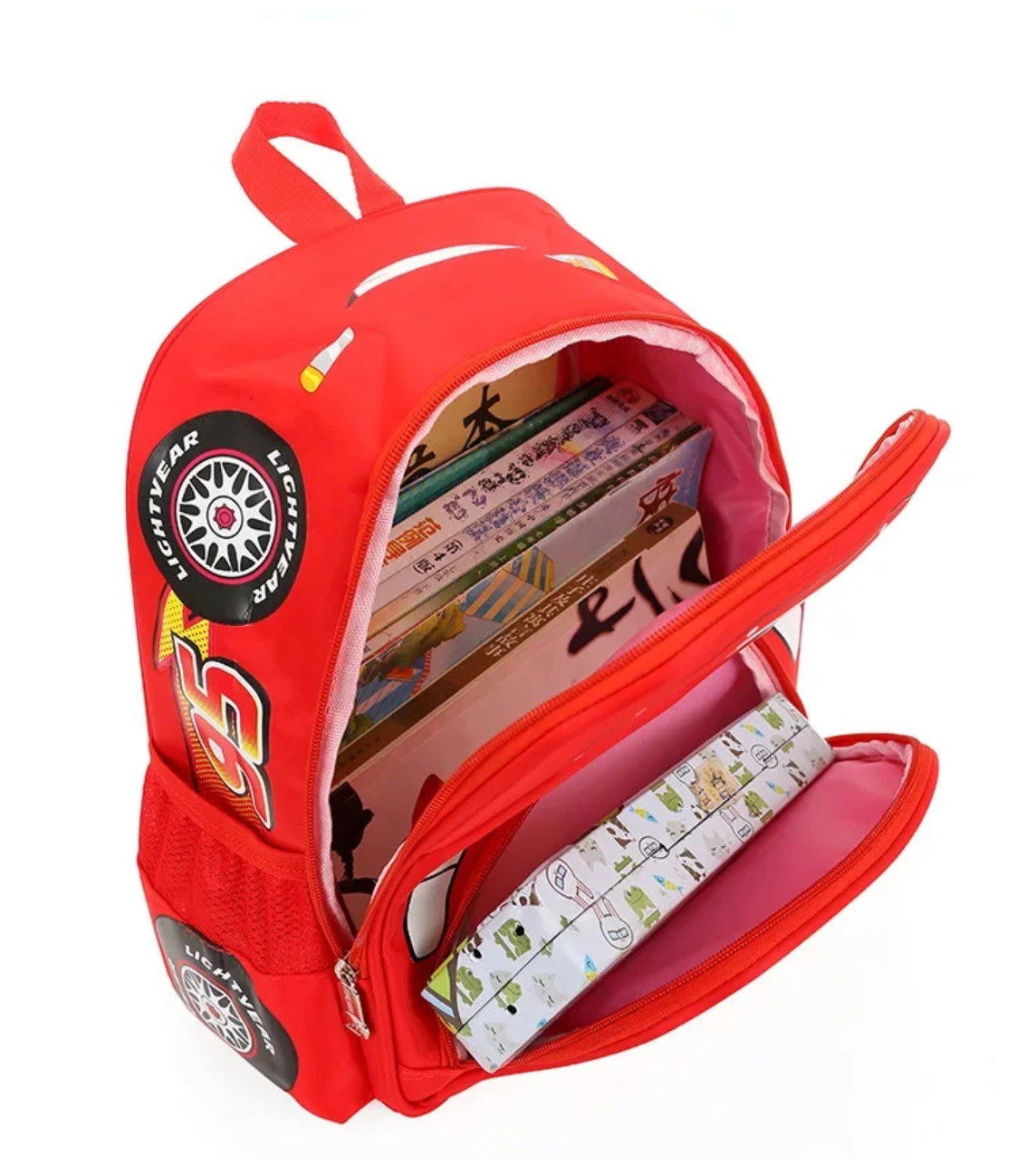 Cars Lightning Mc Queen Kids Backpack – Red School Bag with 3D Design