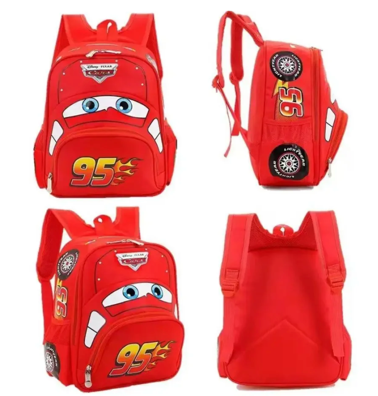 Cars Lightning Mc Queen Kids Backpack – Red School Bag with 3D Design