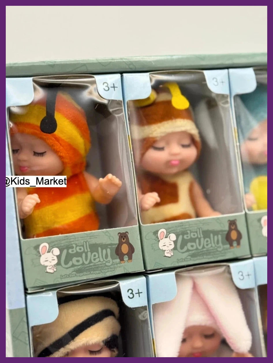 6-Piece Animal Baby Doll Set – Soft Outfit Mini Dolls | Ages 3+