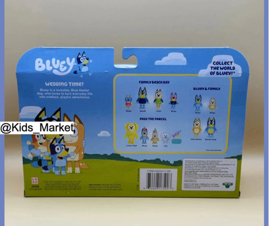 Bluey “Wedding Time!” 4-Pack Figure Set – Bingo, Frisky, Uncle Rad & Bluey – Age 3+