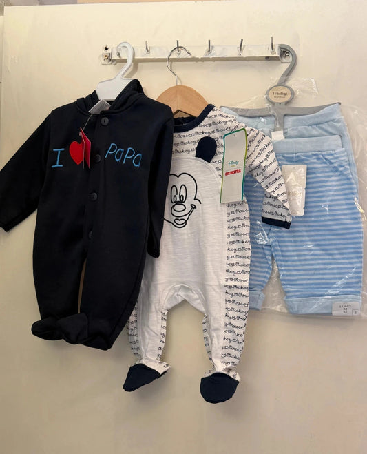 4pcs Baby Boy Bundle – Disney, Little Bundle, Lovely Bird (0–3 Months)